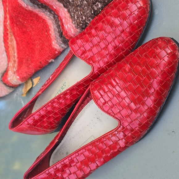 Trotters Shoes - Trotters Red Woven Leather Loafer Flats Vintage Sz 8.5